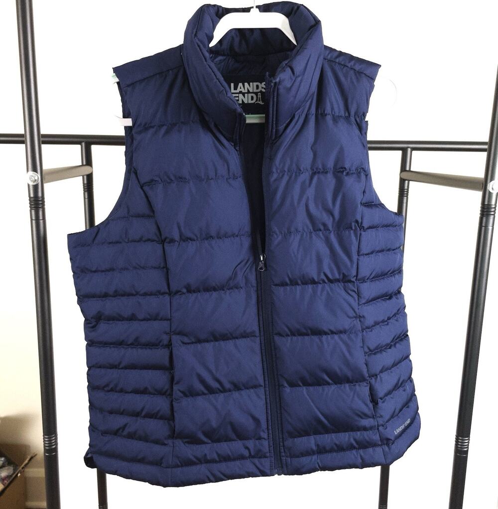 Lands' End Womens Large Puffer Vest 80% Down Classic Heritage Americana Winter